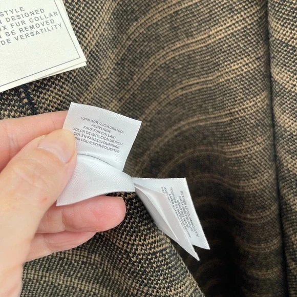 Anne Klein NWT Black Coffee Striped Women's Sweater Poncho Coat Oversized Sm - Picture 8 of 10